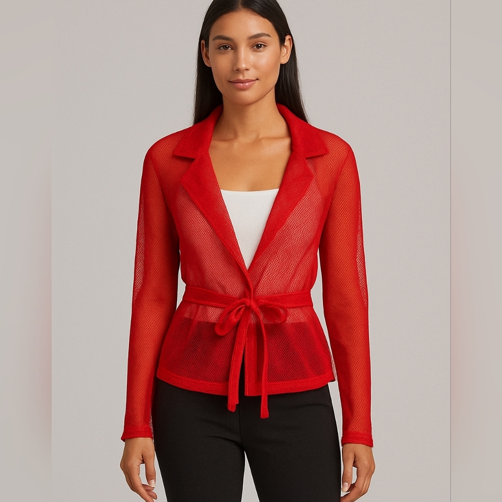 Ups & Downs Mesh Peplum Jacket Size L